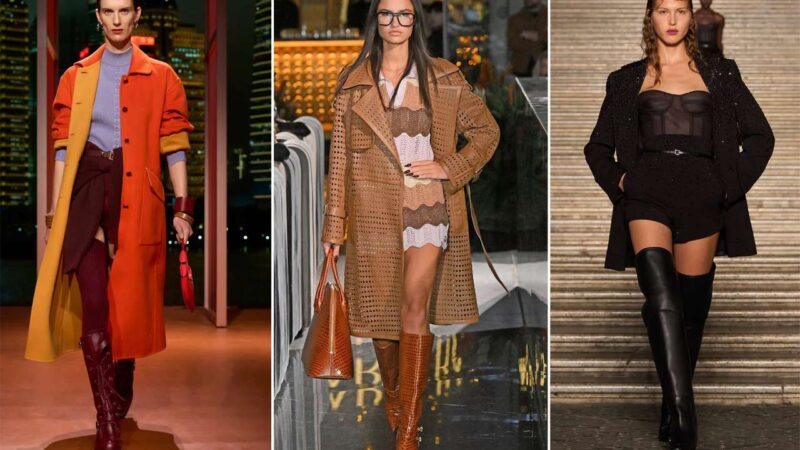 Высокие сапоги с юбками и платьями: как носить, чтобы ноги казались длиннее