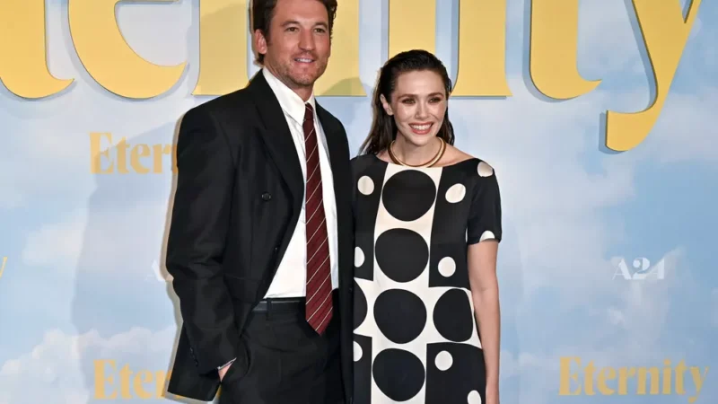 Образ дня: Элизабет Олсен в платье с геометричным принтом